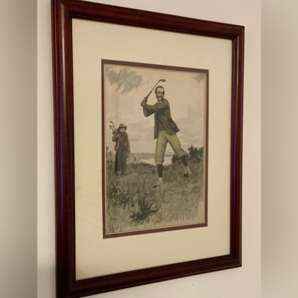 Vintage Golf Artwork in Wooden Frame - Picture 1 of 6